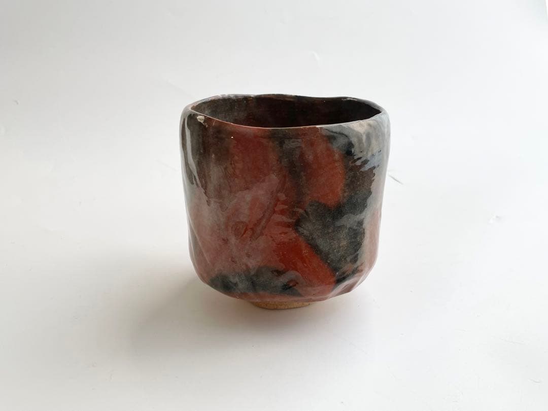 陶芸家 十二代 樂吉左衛門 弘入 鶴之画 赤筒茶碗