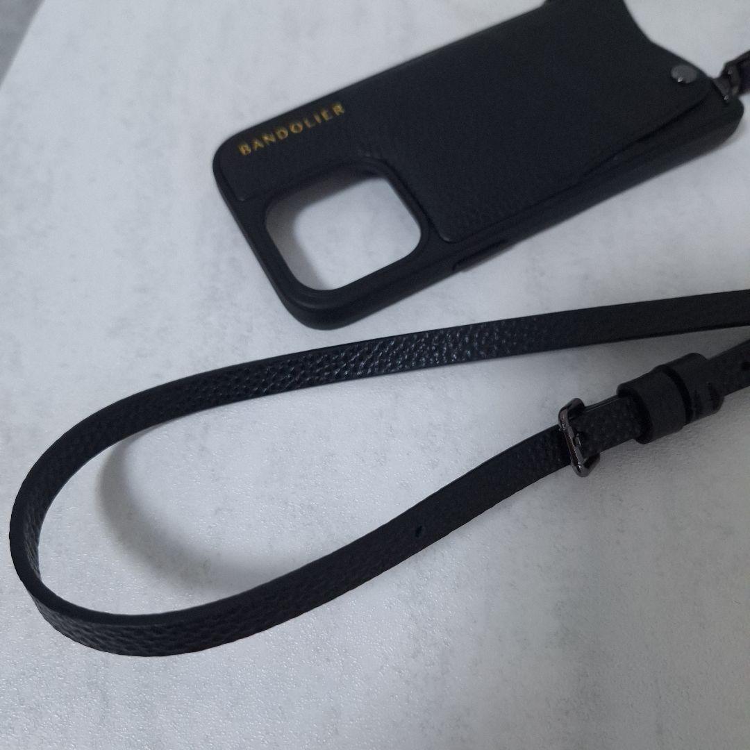 バンドリヤー スマホケース ストラップ iPhone 15Pro 高級感 黒 楽天