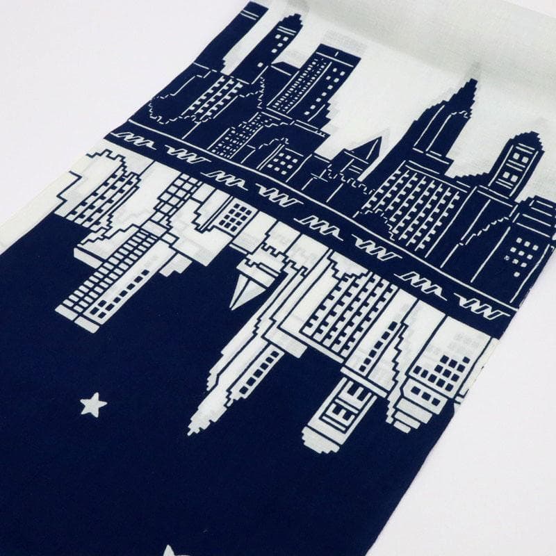 《浴衣反物『ジョン・ワイツ』ニューヨークマンハッタン■白紺◆木綿◆反25-63》