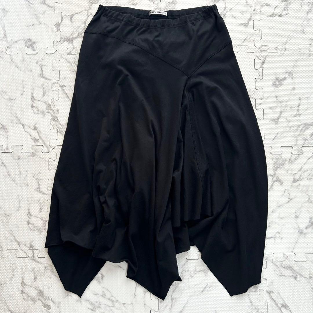 美品✨イッセイミヤケ 変形 アシンメトリー スカート コットン ブラック 3