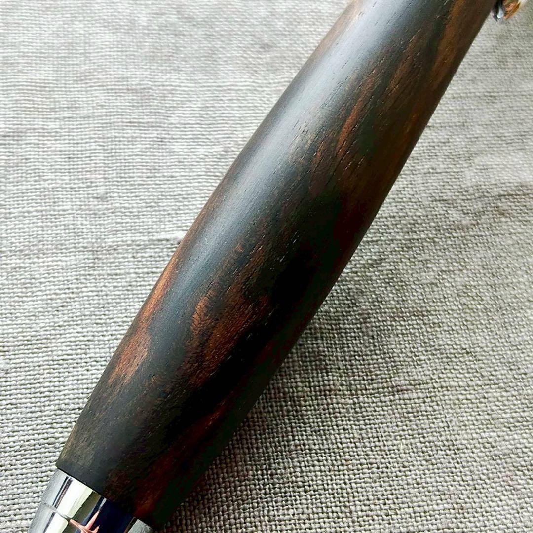 青黒檀　孔雀杢　ハンドメイド　木軸シャープペン　0.5mm　天然木　シルバー