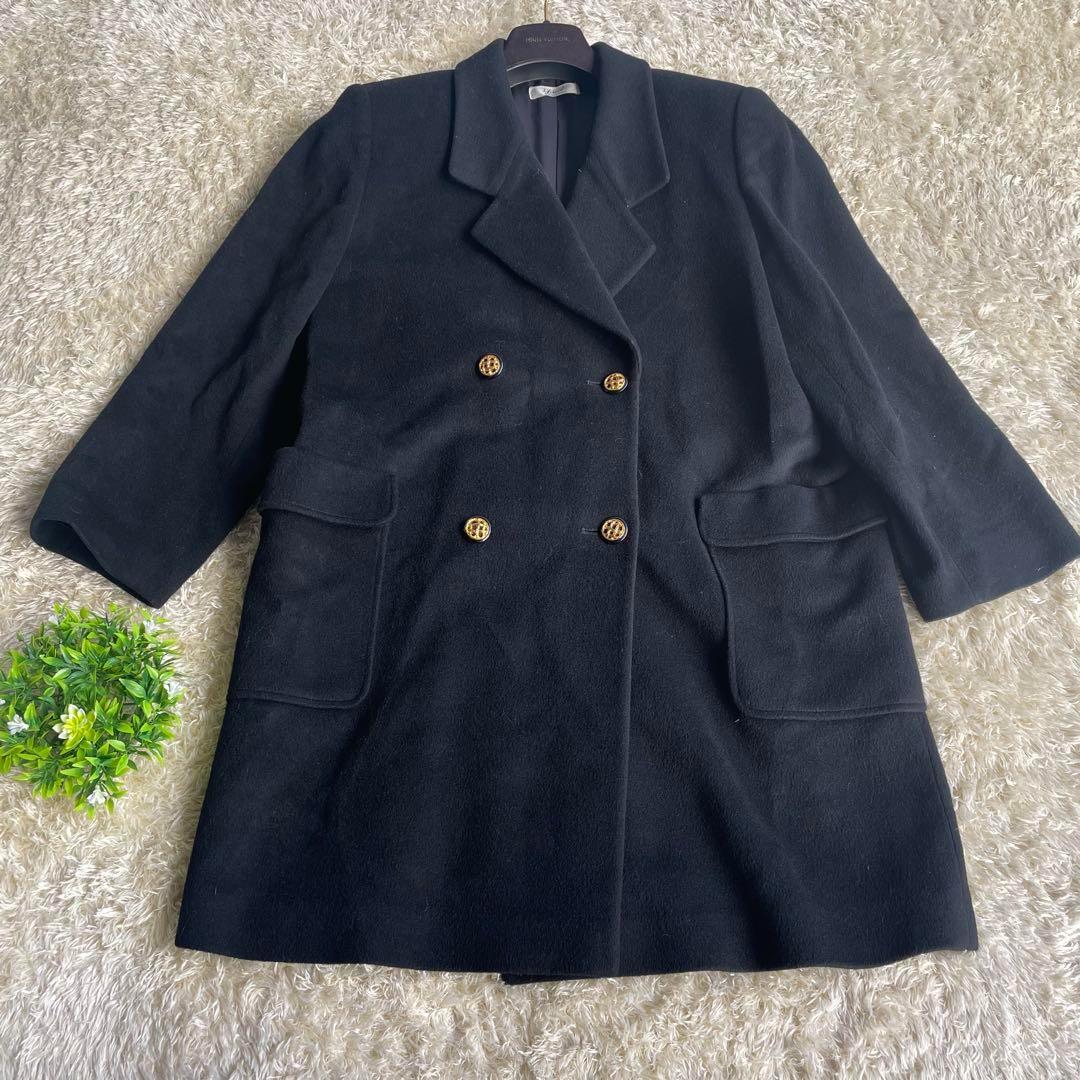 希少】Duet チェスターコート 極上カシミヤ混 金ボタン ダブル ロング