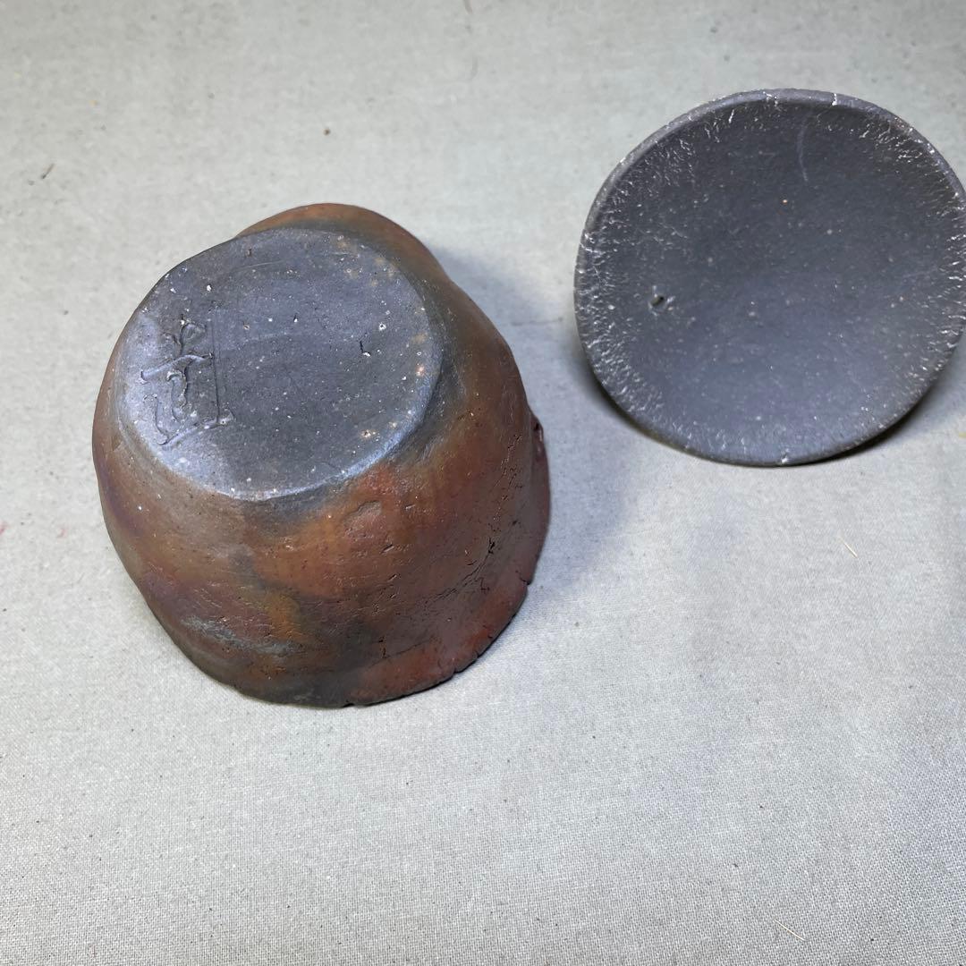 備前焼 備前手造り龍宝瓶 獅子宝瓶 在銘 2点セット 煎茶器