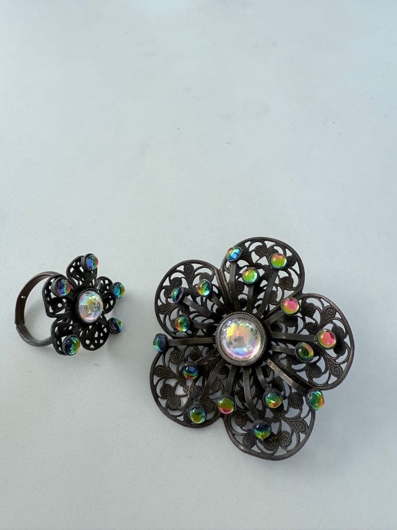 アンティークブローチ リング セット