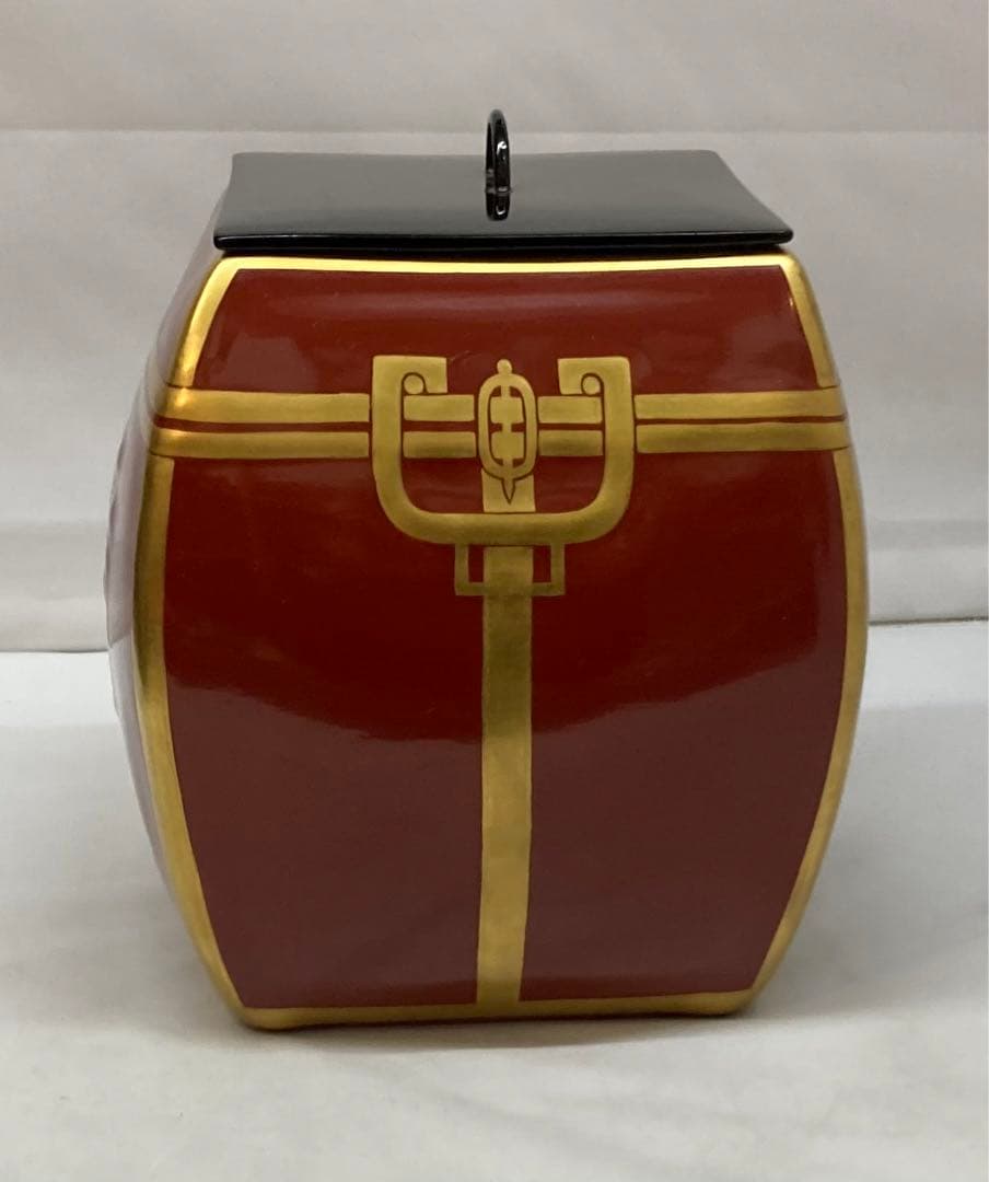 「金襴手鎧櫃(よろいびつ)水指」二代手塚玉堂作　共布共箱　京焼　茶道具　五月節句