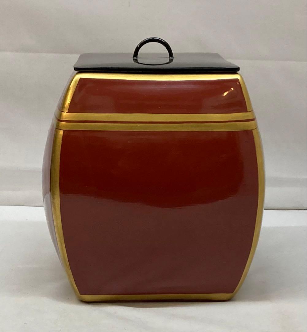 「金襴手鎧櫃(よろいびつ)水指」二代手塚玉堂作　共布共箱　京焼　茶道具　五月節句