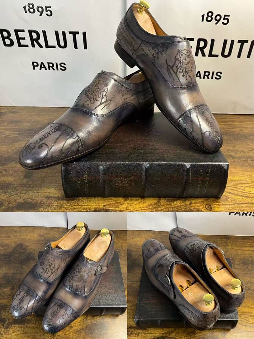 52万 極美品 Berluti シングルモンクストラップ レザー シューズ 10