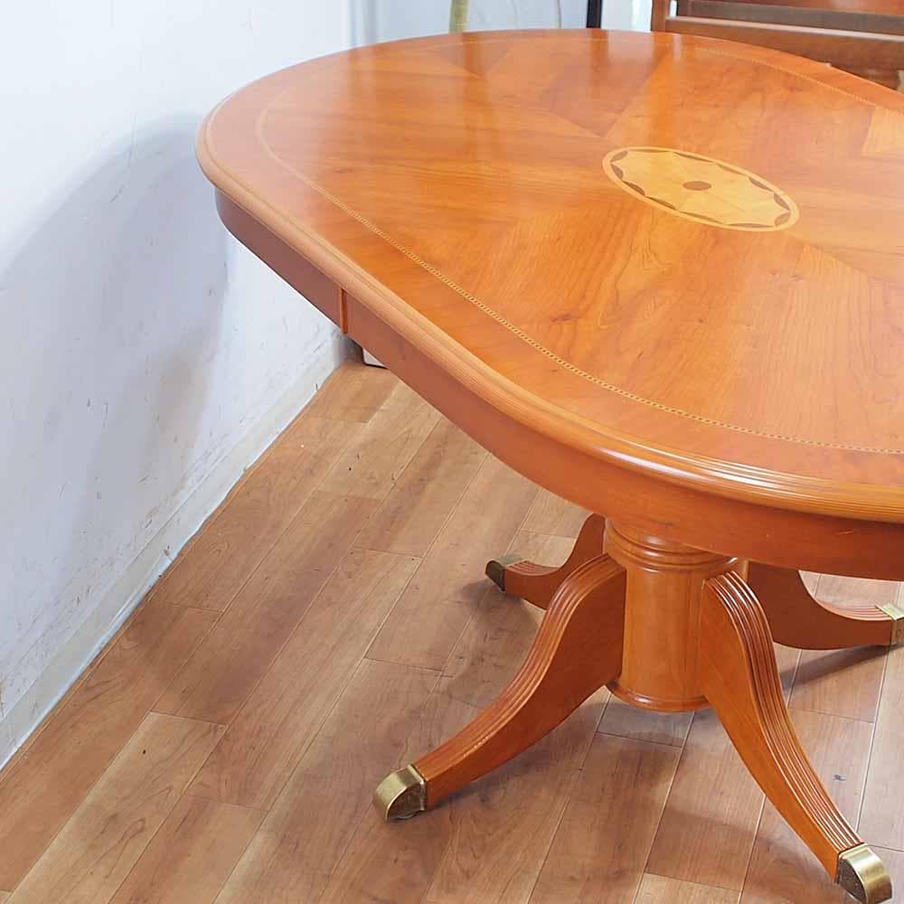 イタリアンクラシック 象嵌細工 ダイニングテーブル 楕円 クラシカル