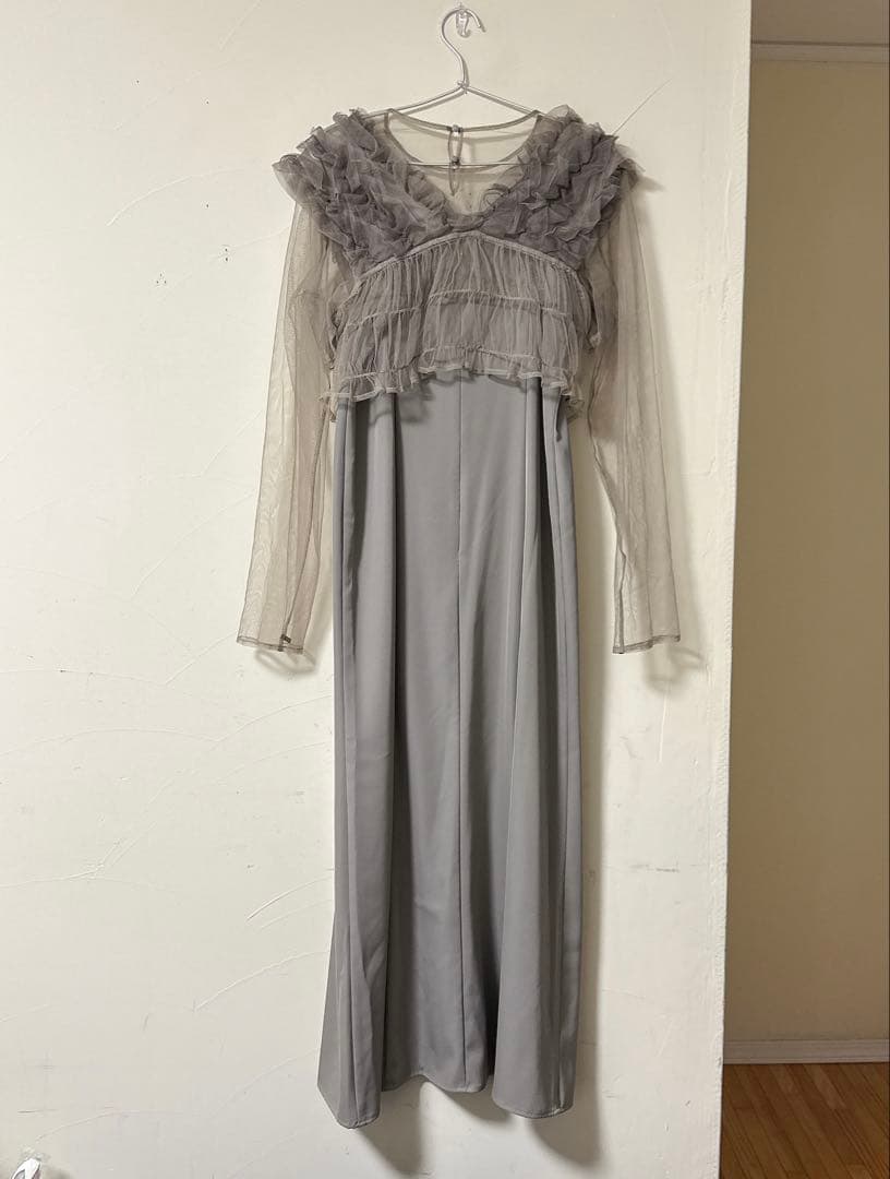 【sa-】チュールボリュームフリル ベスト シアー トップス ワンピース