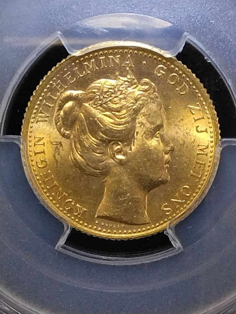 少女期《ウィルヘルミナ金貨 オランダ》1898年:高鑑定 MS62：超稀少！