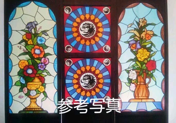 絵付け ストーンヘンジ ステンドグラスパネル 高さ約115cm幅約55cm