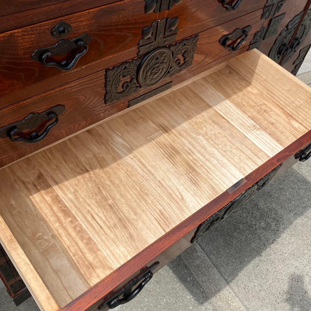 仙台箪笥 伊達箪笥 漆塗り 6段13杯 引き出し 和箪笥 帳場箪笥 サイド