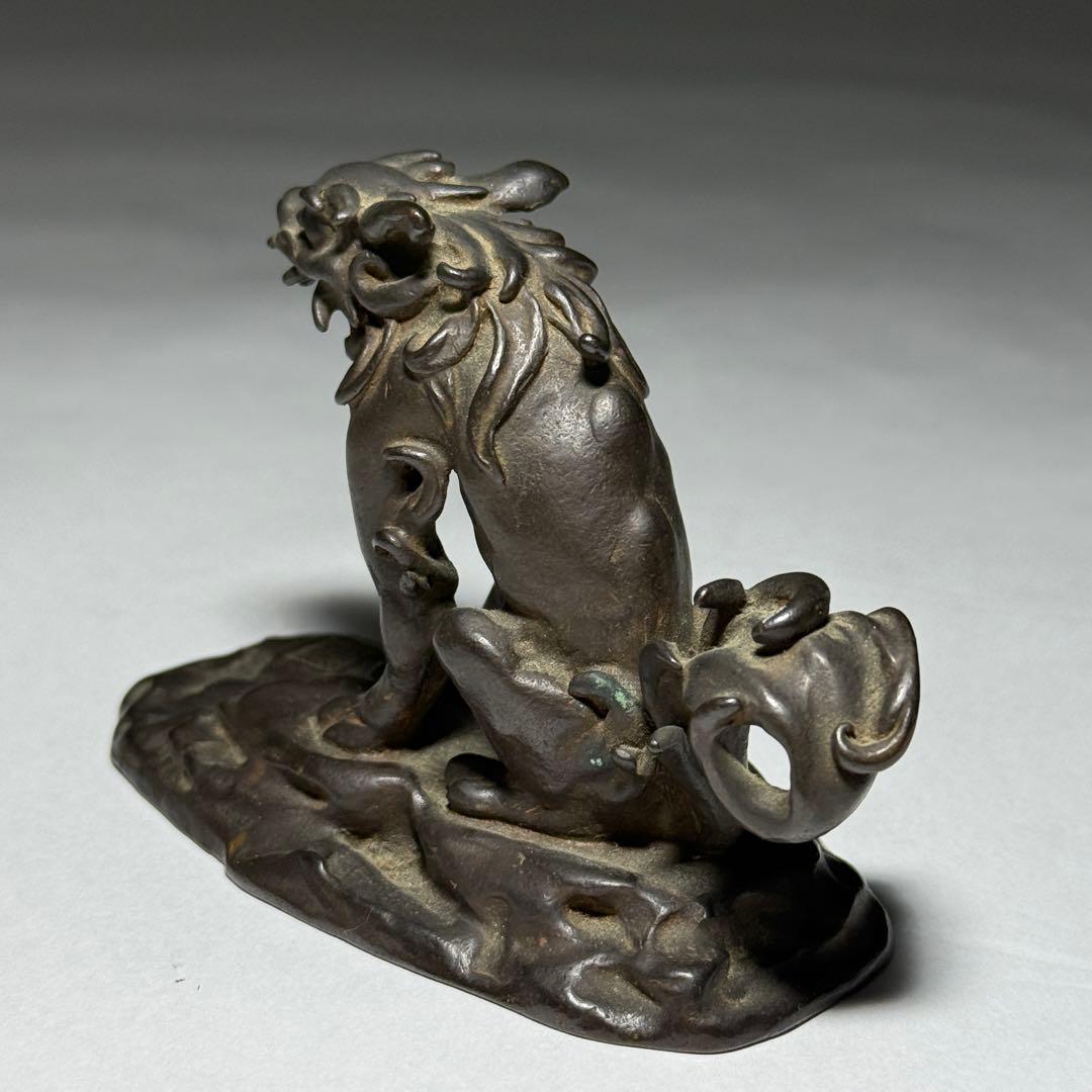 ◆ 銅獅子置物 【名取川雅司】作 斗鎮 文鎮 高岡銅器 ブロンズ 書道具 未使用