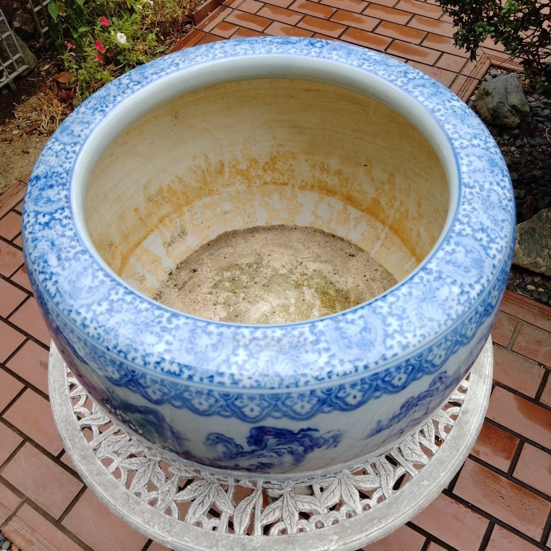 中国骨董50年以上旧蔵唐物 染付手絵山水紋大