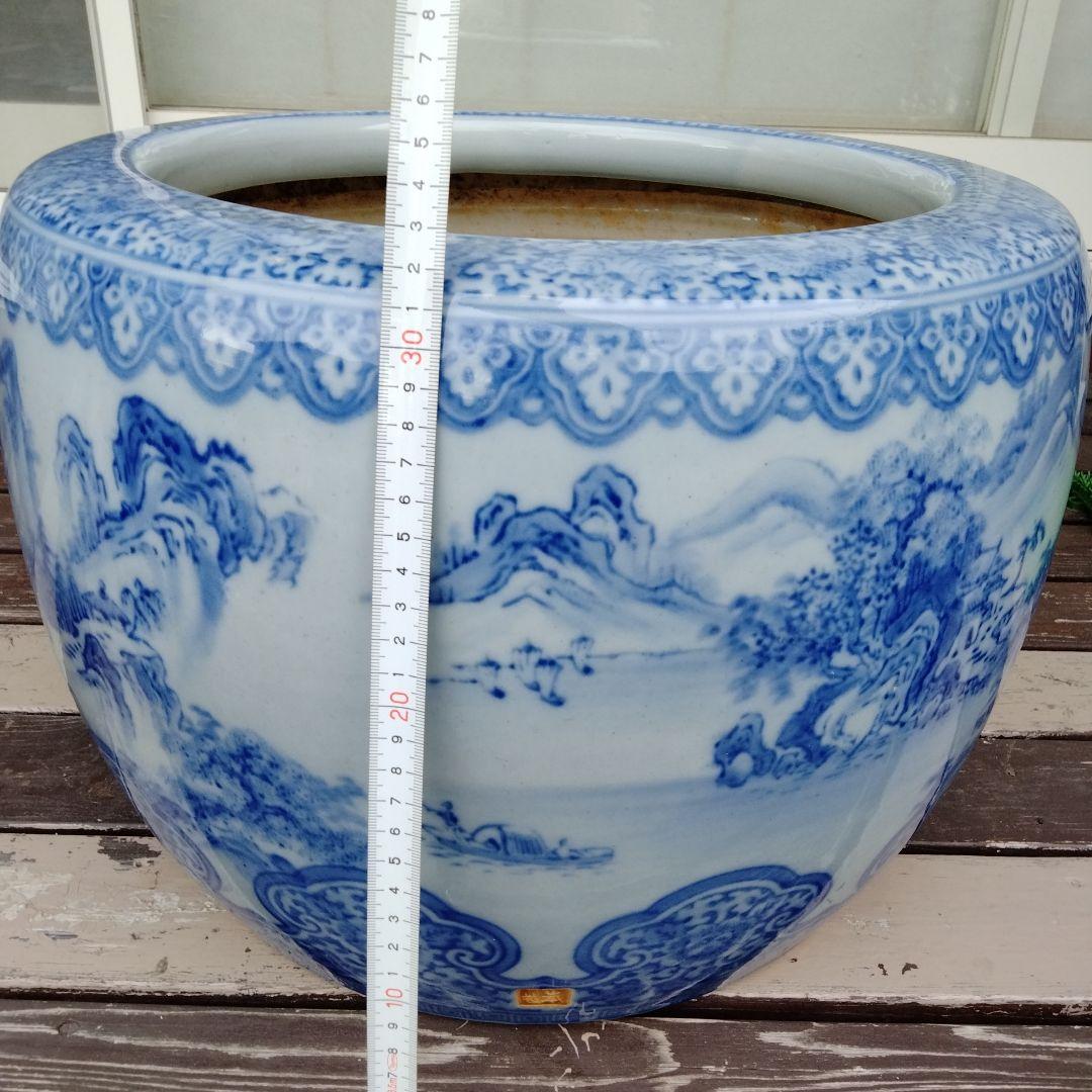 中国骨董50年以上旧蔵唐物 染付手絵山水紋大