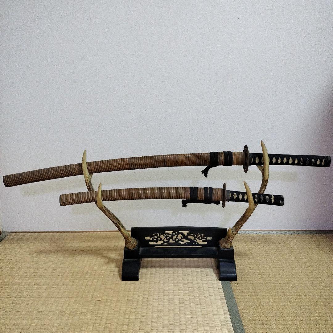 模造刀刀装具日本刀居合刀鹿の角 鹿角置台セット