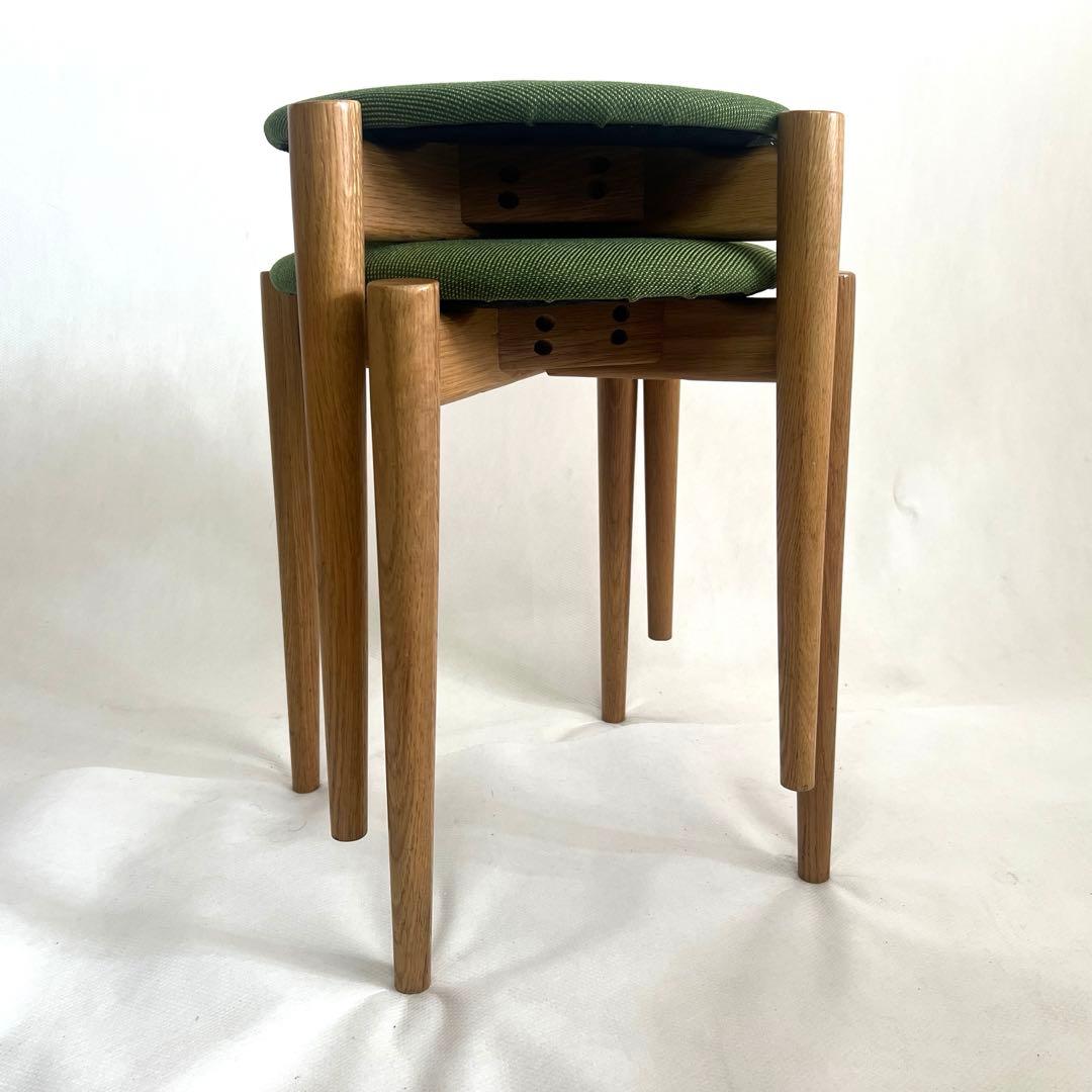 スタッキングスツール・グリーンファブリック・2脚セット・送料込み