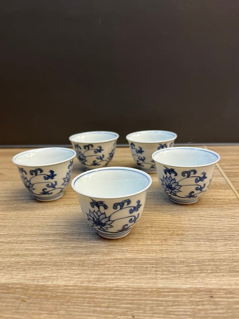 1517 中国骨董　大明成化年製銘　湯呑5客　古美術品　時代物