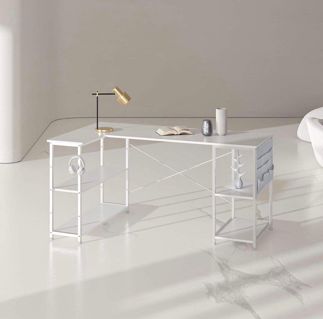 L字型ホワイトデスク 150cm