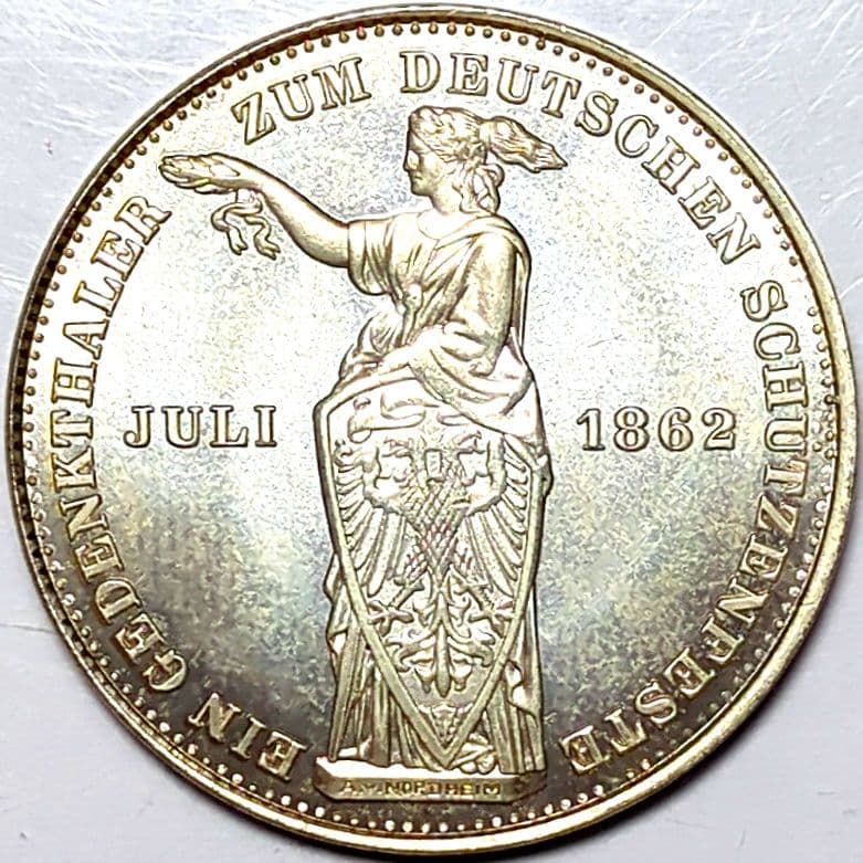 ドイツ フランクフルト フェラインシュ 1862年7月 射撃祭記念銀貨 8304