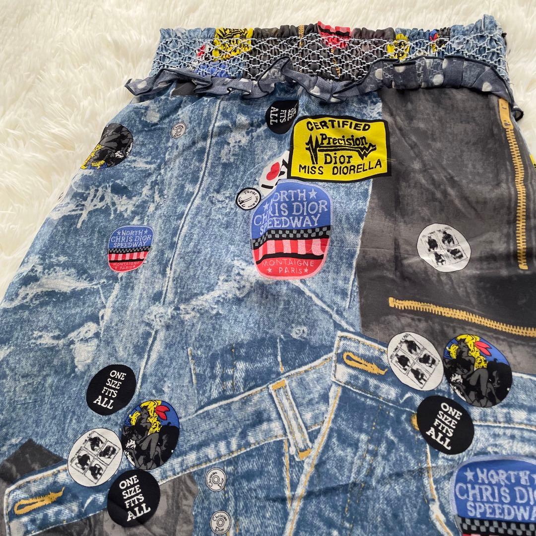 希少Chiristian Dior デニムプリント シルク100% スカート12