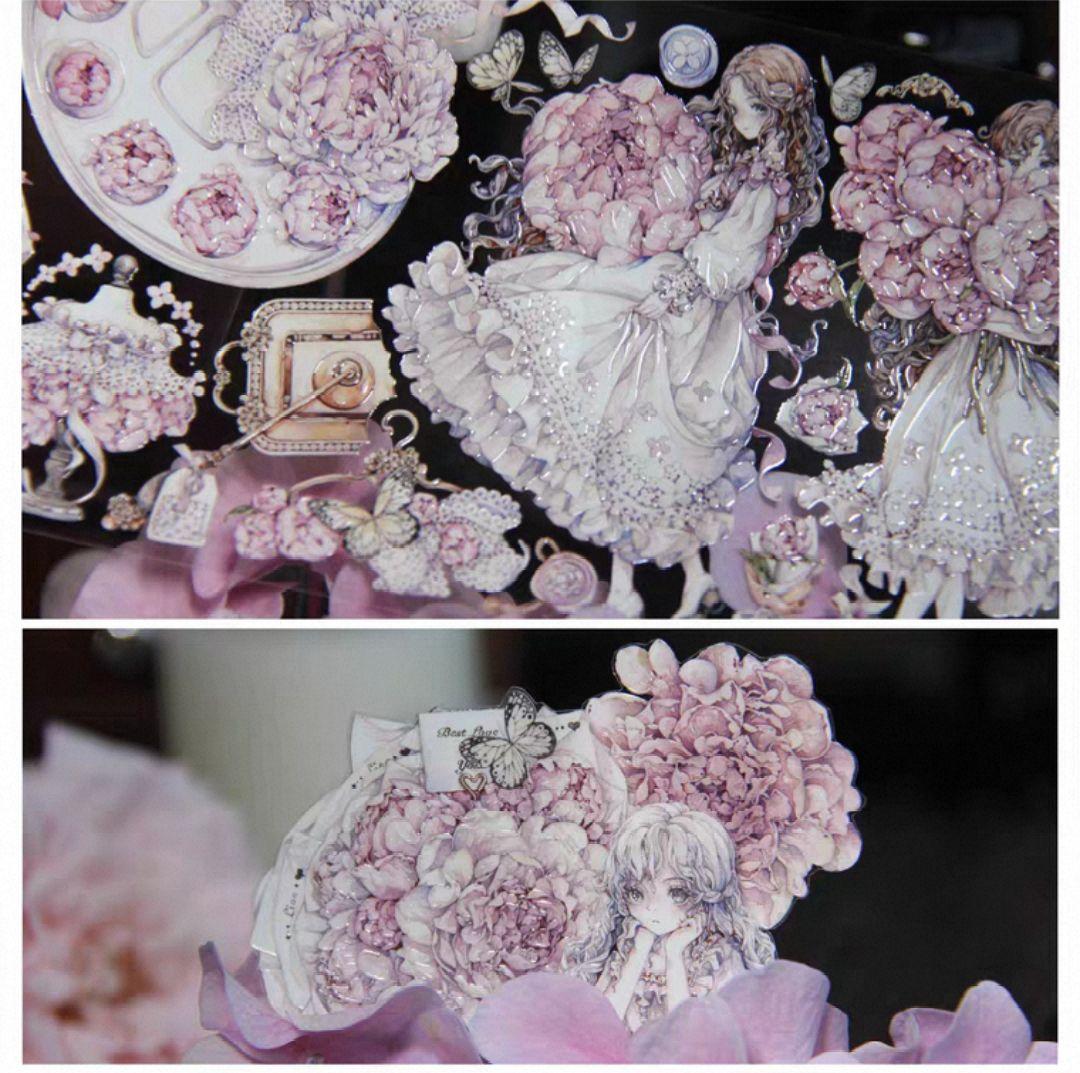 切売 1574☆ 海外 マスキングテープ マステ PET 装飾 花 人物 水晶