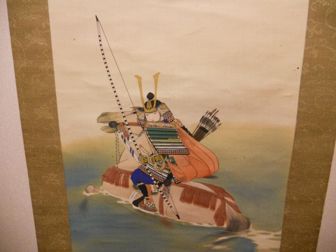 掛け軸 松橋玉昇 『 洋上赤富士 』 絹本 希少 軸装 茶道具 掛軸 美品 です