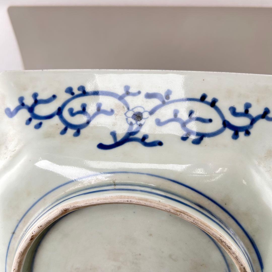 古伊万里 染付 山水文 八角大皿 飾り皿 和食器 骨董 アンティーク