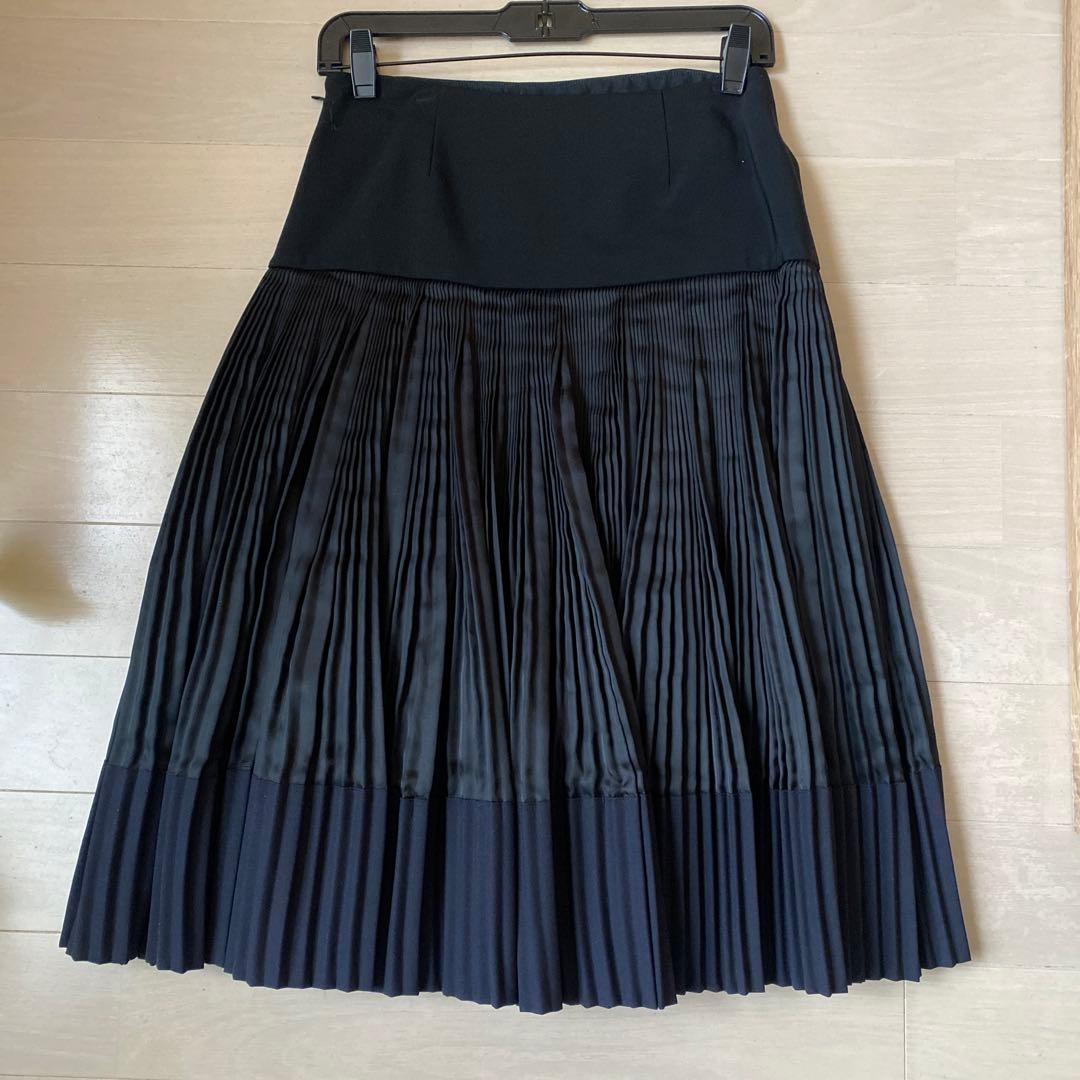 PLAN C ブラック プリーツスカート ひざ丈