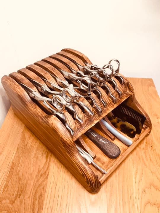 木製 シザートレー ハサミートレー シザースタンド 美容師 理容師 木製