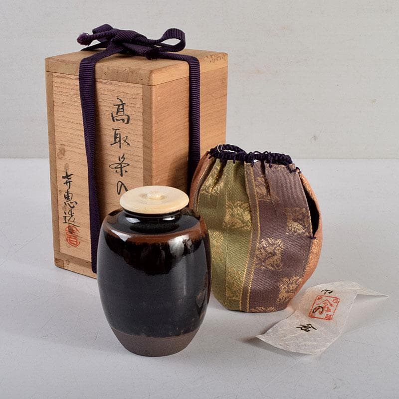 茶道具 高取焼 高取喜恵造 茶入 仕覆付 共箱 V 8889 - メルカリ