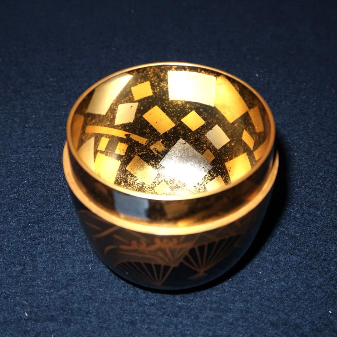 茶道具】景雲作 扇面蒔絵中棗