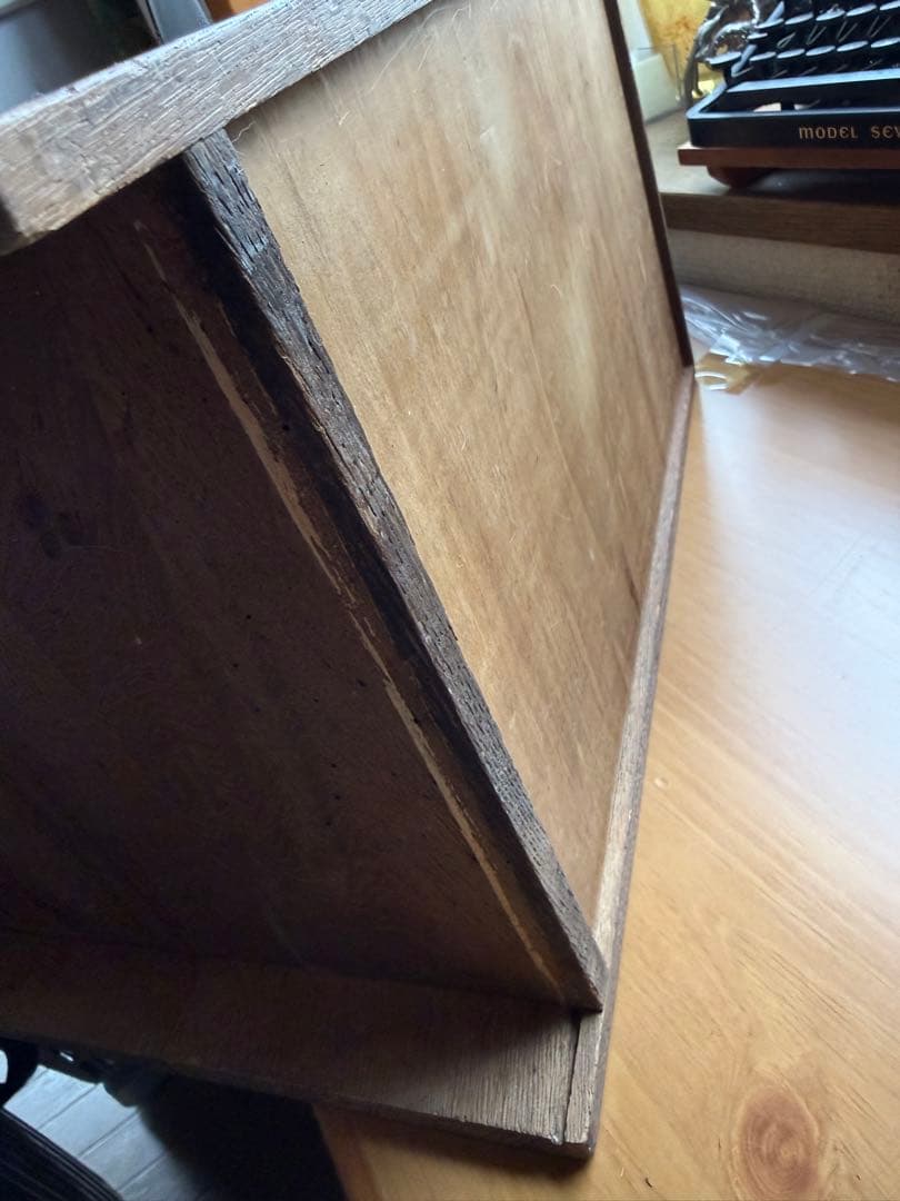 アンティーク木製スライド式蛇腹 ジャバラ扉4段引き出し収納 店舗什器