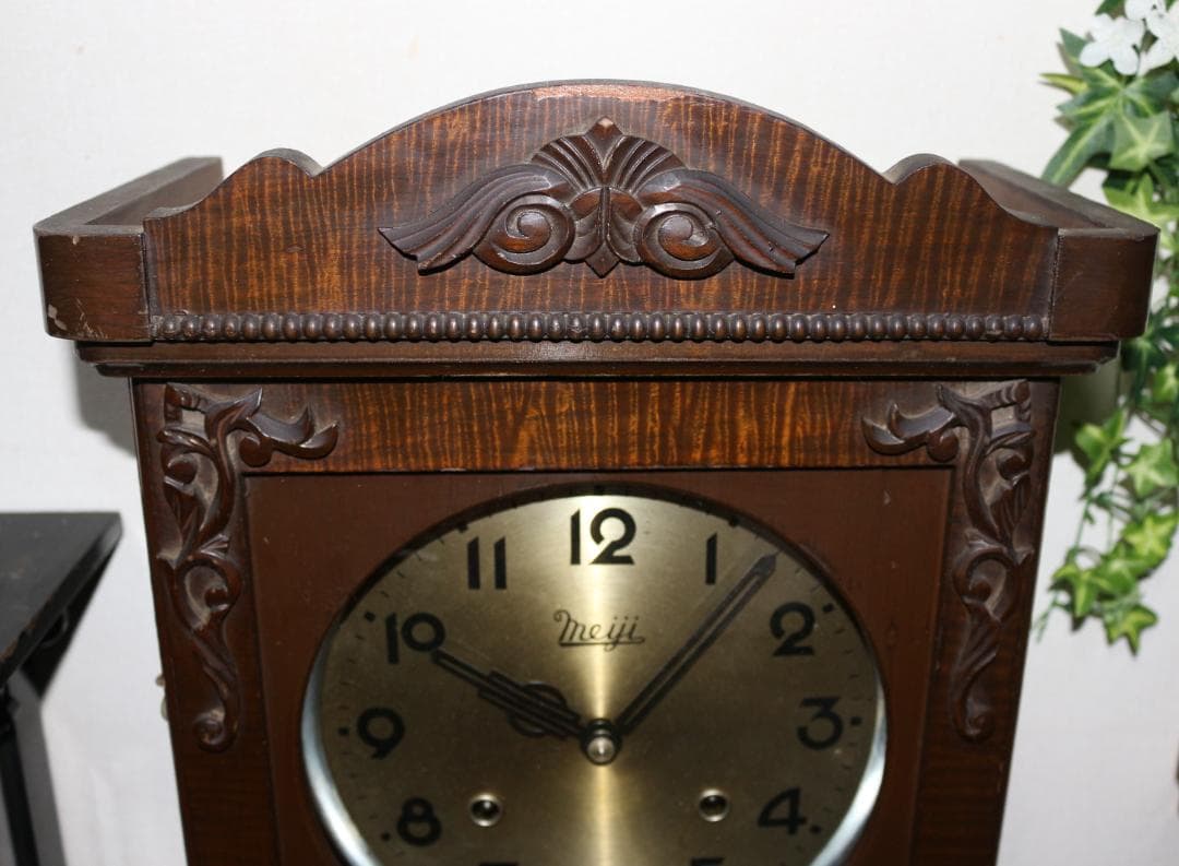 可動品 中型 meiji 明治時計 柱時計　掛け時計　８日巻き　キンコン打ち