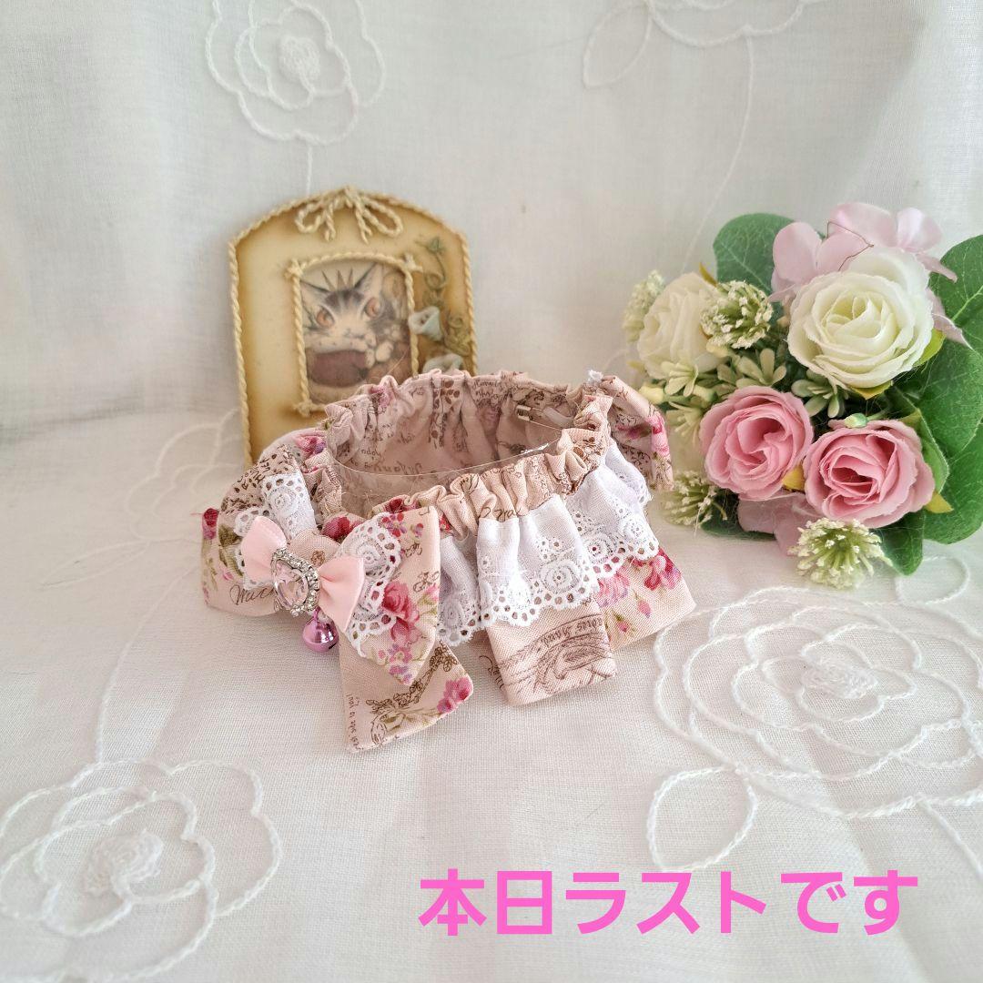 和風つまみ細工付き(黒②)わんちゃん猫ちゃん用襟つき首輪 和装まとめ
