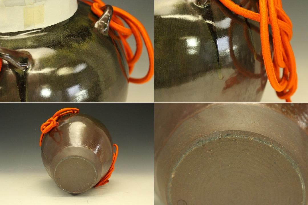 茶道具 高取焼 十三代 八仙作 飾り茶壷 飾り壺 共箱(RC917)