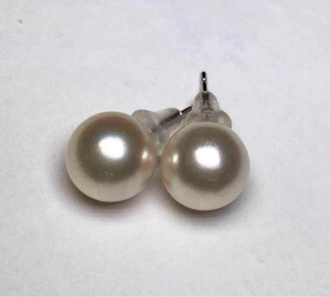 A2204 大珠あこや真珠天女級ピアス8.60mm あこや真珠 (約9mm珠) ピアス K14 ホワイトゴールド ／ ジュエリー