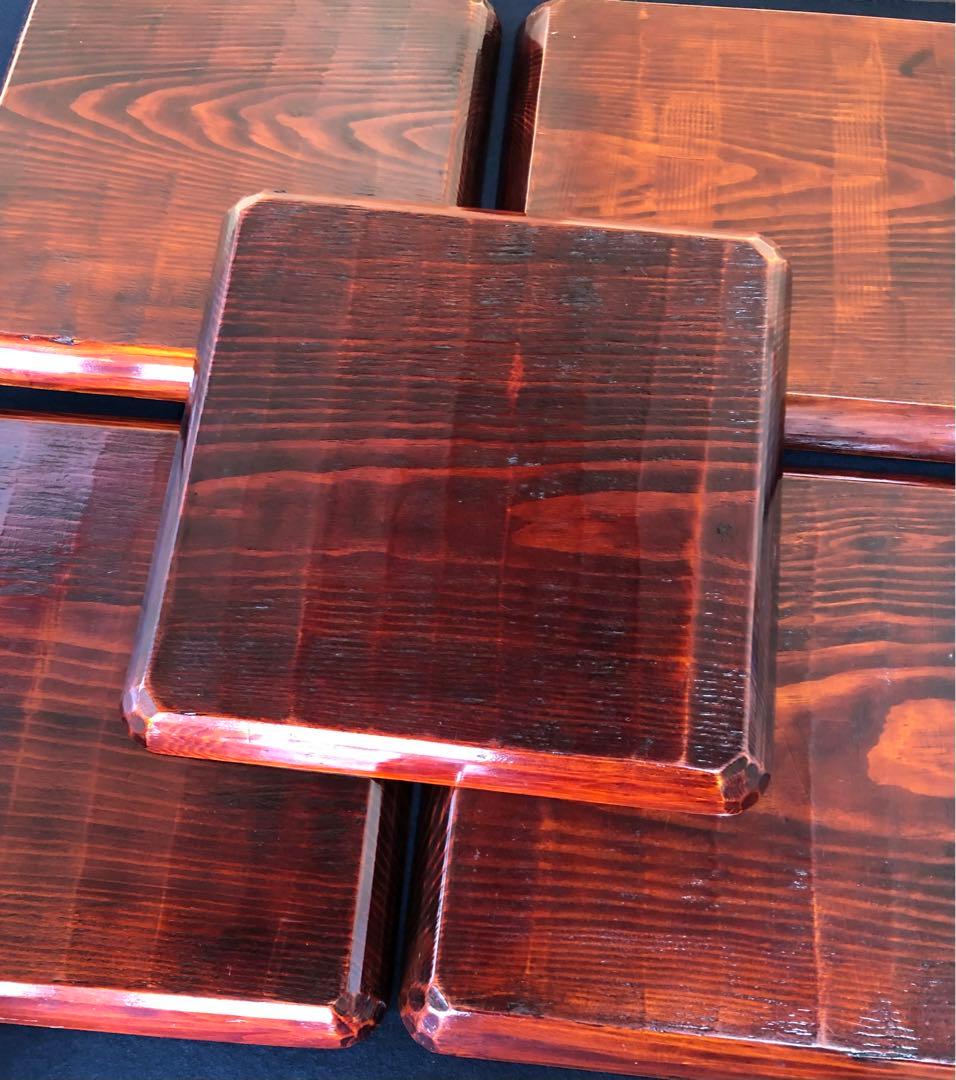 割引❣️《レ》伝統工芸 讃岐彫 四方膳10客 讃岐盆 銘々膳 木箱251024い6