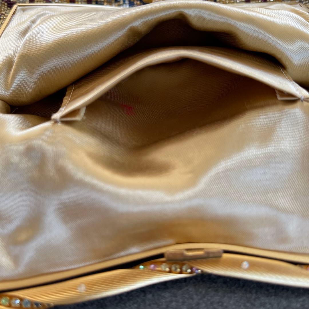 delicat ビーズ織り 花柄 パーティーバッグ フリンジ付き