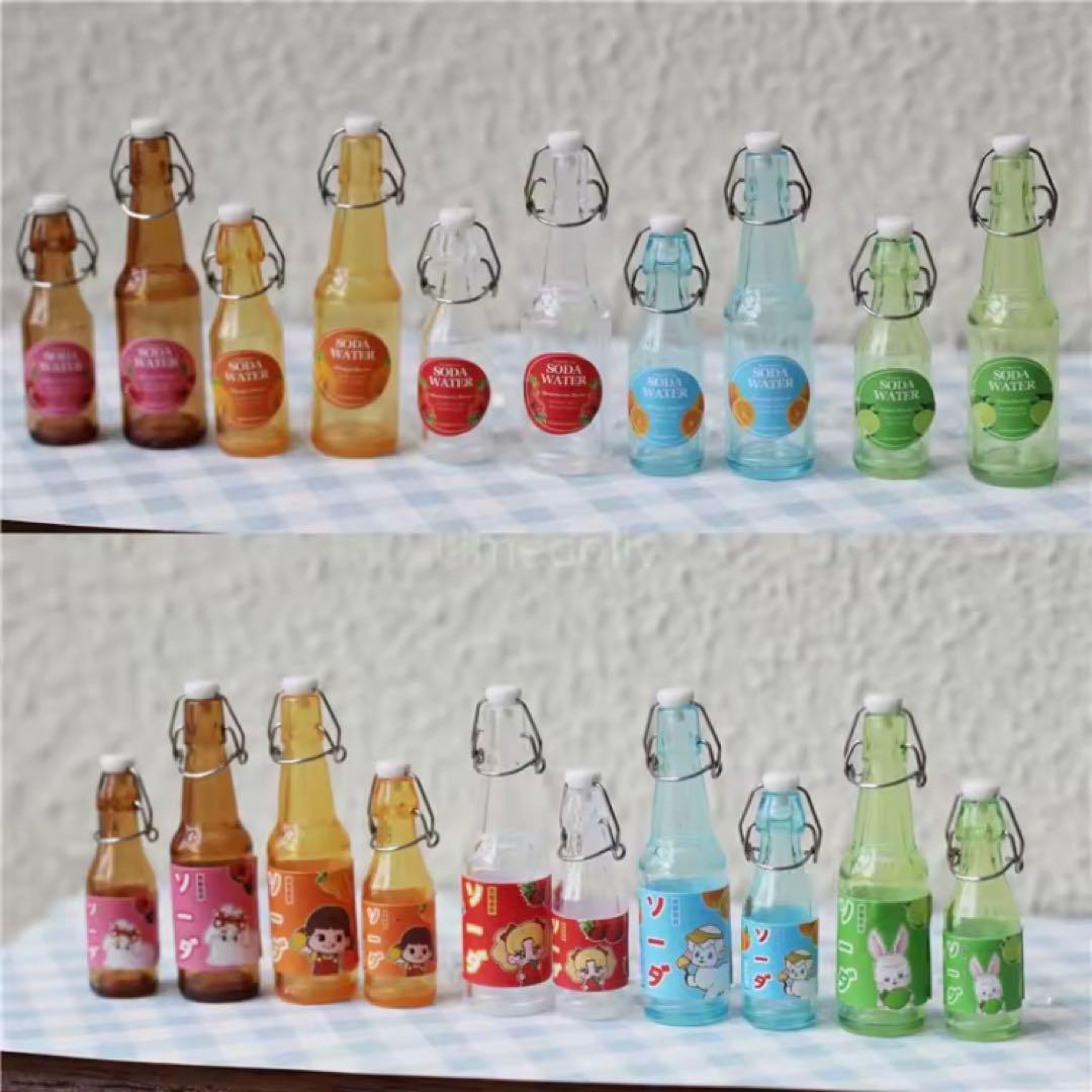 ミニチュア　ボトル2本セット×５色セット　ガラス瓶　ガラスジャー　ドールハウス