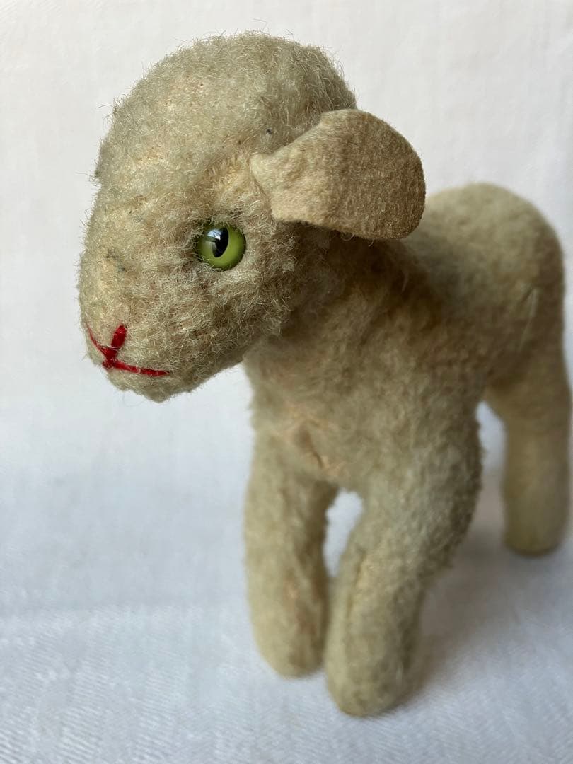 アンティーク 若草色の目をした小羊のぬいぐるみ チェコ プラハ 30s 40s