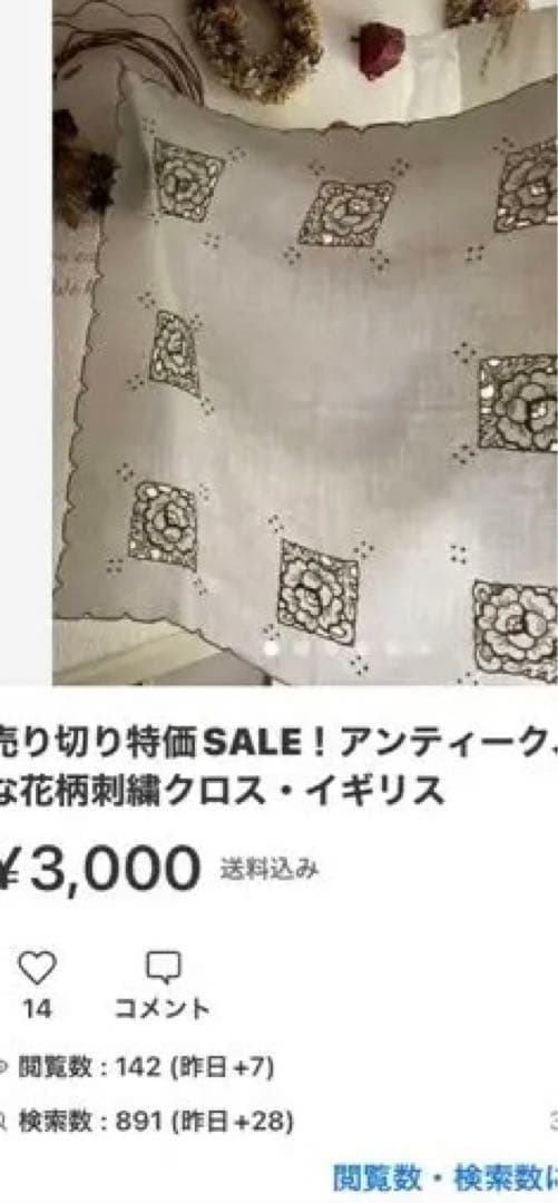 フランスアンティークஐ⋆*ホワイト花柄刺繍のベッドカバー 今日のお品