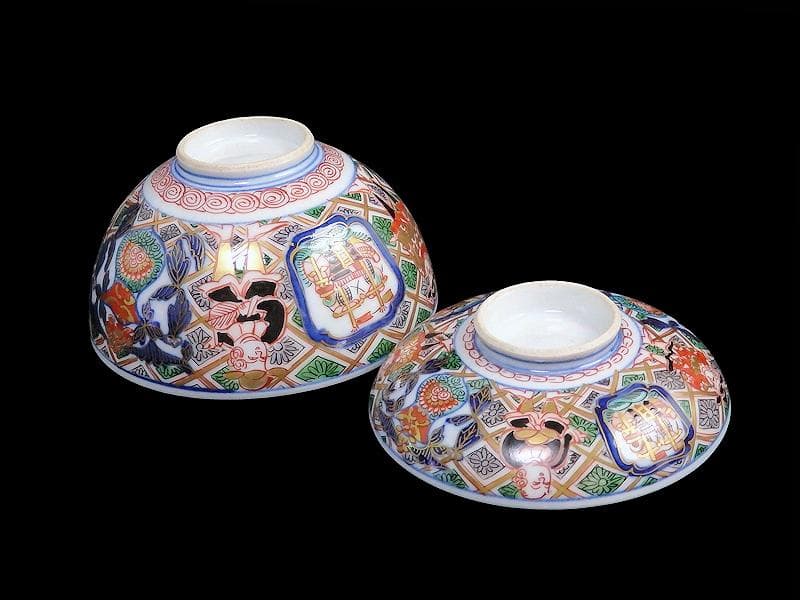 大聖寺伊万里 金襴手 五艘船に南蛮人の図 蓋茶碗 F318AS-CXy