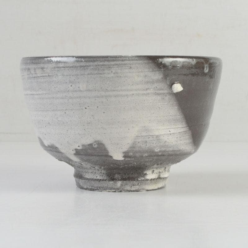 茶道具 出雲焼 十一代 長岡空権作 片身替 茶碗 共箱