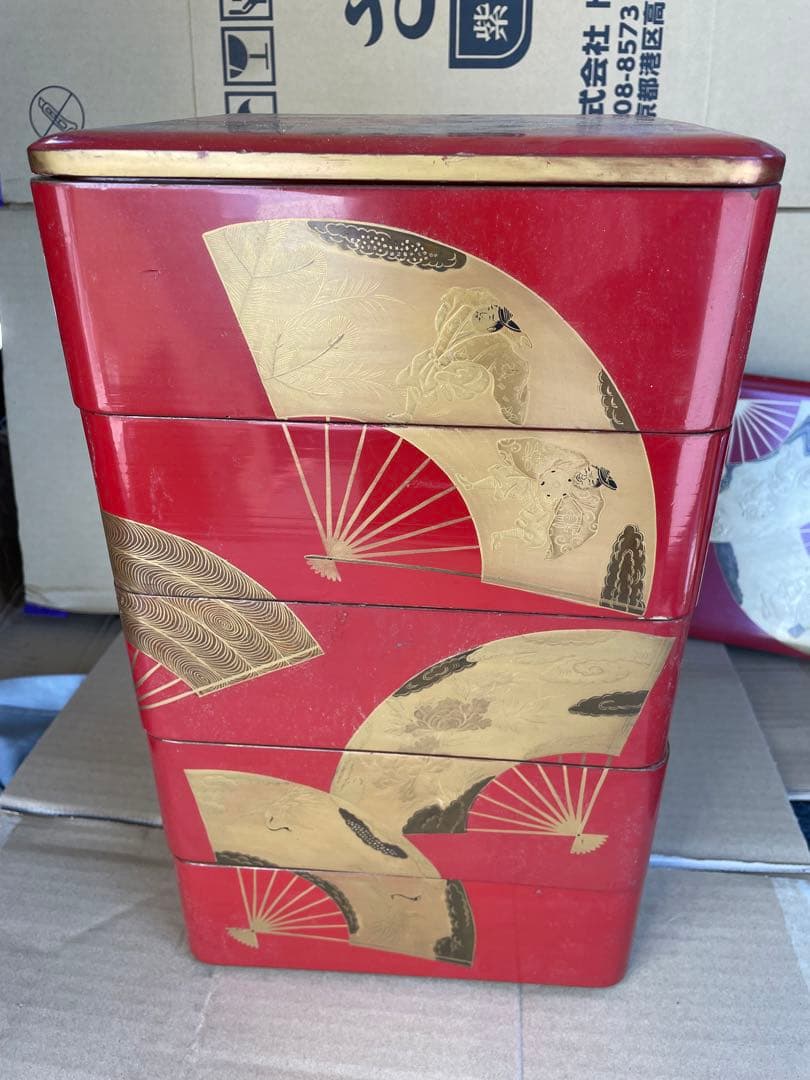 重箱　蒔絵　扇子　江戸時代　兎