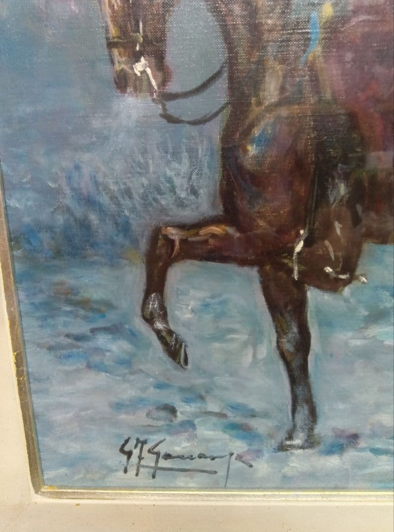 絵画油絵 イタリアの画家 ジョンフランシスゴンザガ タイトル馬と騎手