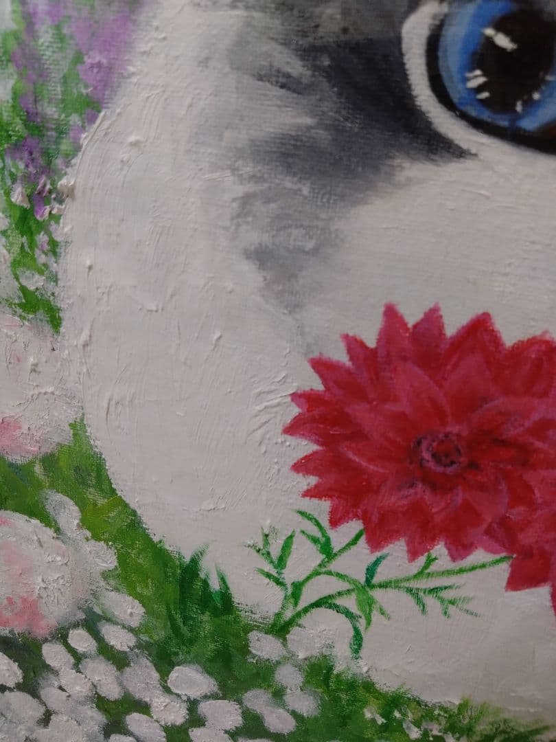 ラグドールイン花畑」猫、絵画