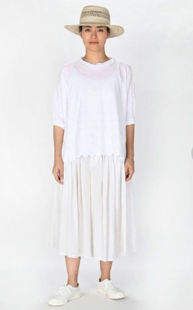 45R　45rpm　テンセルのレイレイ　キュロットスカート（白）