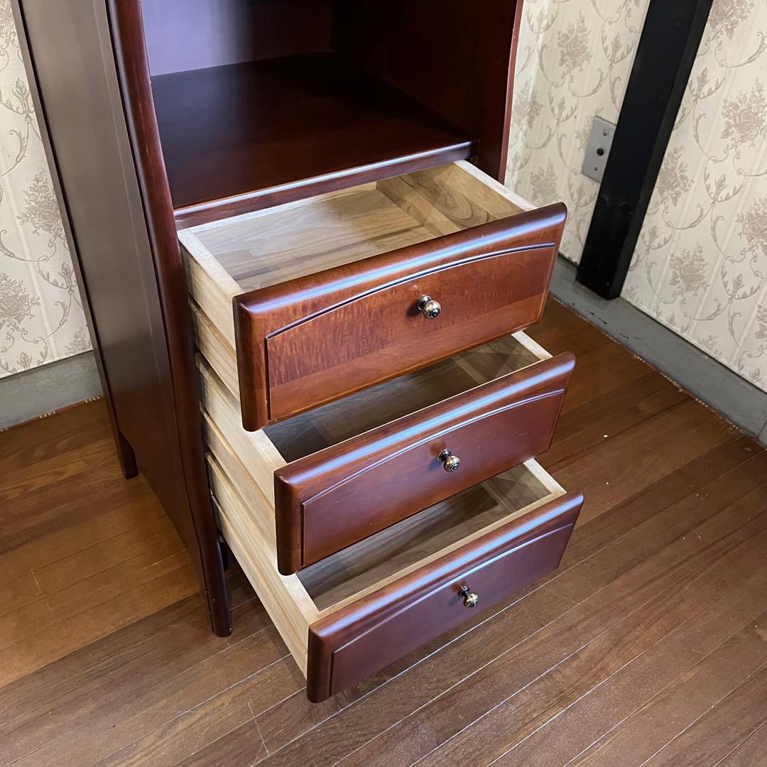 アンティーク】HIKARI 木製 サイドチェスト 電話台 収納 3段 古民家