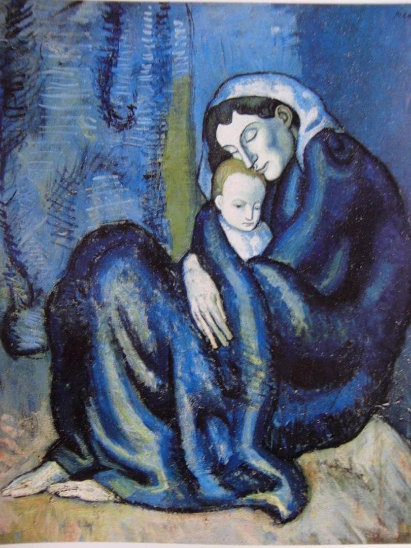 パブロ・ピカソ【母と子】、希少な画集画、新品高級額・額装付、状態